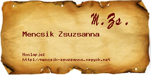 Mencsik Zsuzsanna névjegykártya